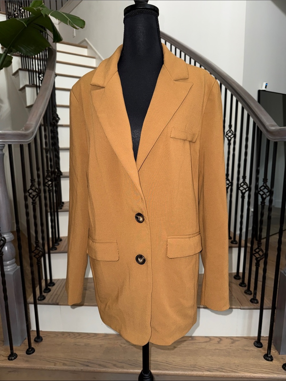 ASTR the Label Women's Tailored Single-Breasted Brown Blazer (Oversize Medium)